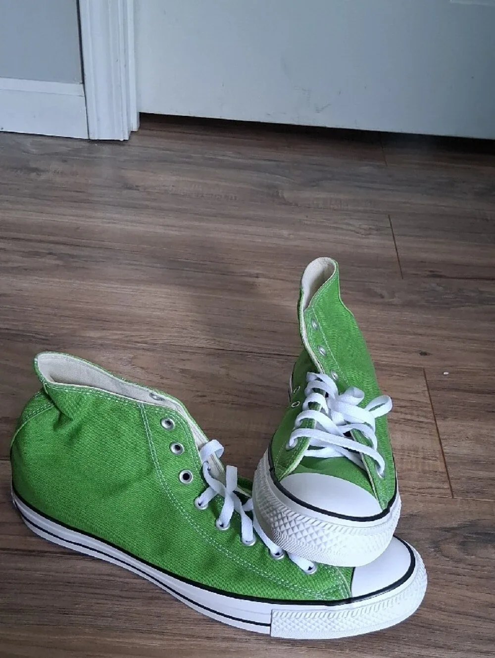 Converse High Top Sneakers - Bright Green and White - Picture 3 of 5